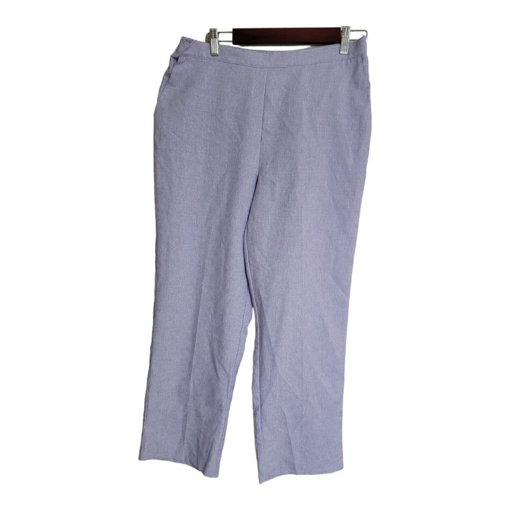 Alfred Dunner Women's Size 14 Purple Pockets Pull On Pants 1/2 Elastic Waist